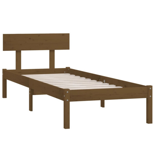 Berkfield Bed Frame without Mattress Honey Brown Solid Wood Pine Single 2