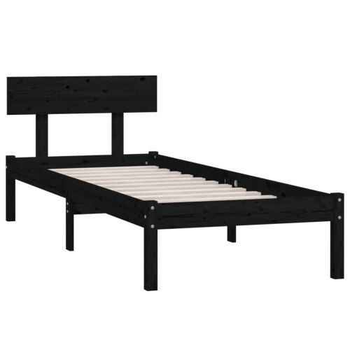Berkfield Bed Frame without Mattress Black Solid Wood Pine Single 2