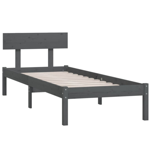 Berkfield Bed Frame without Mattress Grey Solid Wood 100x200 cm 2