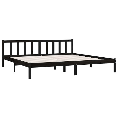 810106 Berkfield Bed Frame without Mattress Black Solid Wood 200x200 cm 2