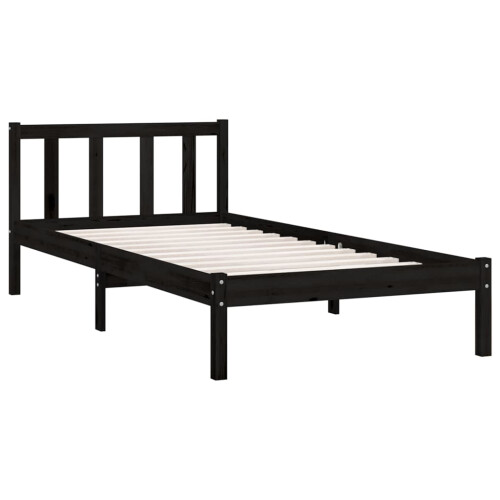 Berkfield Bed Frame without Mattress Black Solid Wood Small Single 2