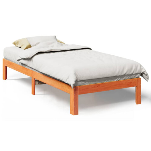 Berkfield Bed Frame without Mattress Wax Brown 90x200 cm Solid Wood Pine 1
