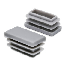 16pcs 10x30mm Grey Rectangular Plastic Chair Leg Caps, Tube End Caps for Furniture Floor Scratch Protection and Noise Reduction