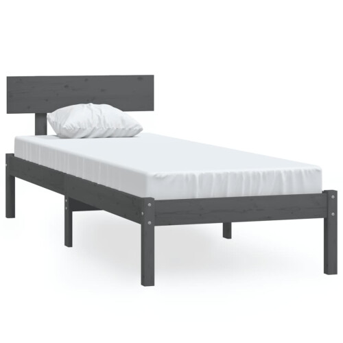 Berkfield Bed Frame without Mattress Grey Solid Wood Pine Single 1