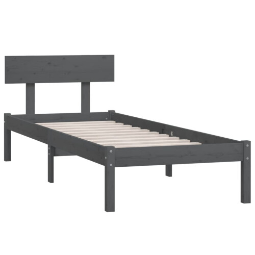 Berkfield Bed Frame without Mattress Grey Solid Wood Pine Single 2