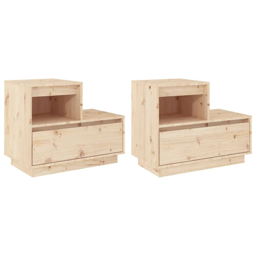 Berkfield Bedside Cabinets 2 pcs 60x34x51 cm Solid Wood Pine 1