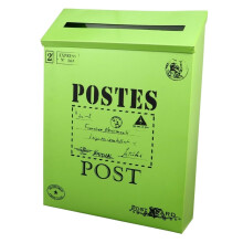 Vintage Wall Mounted Mailbox Lockable Outdoor Iron Post Box 29x22 cm Green Decorative Design