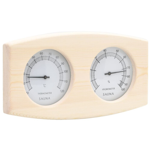 Berkfield 2 in 1 Sauna Hygrothermograph and Sand Timer Set Solid Wood Pine 1