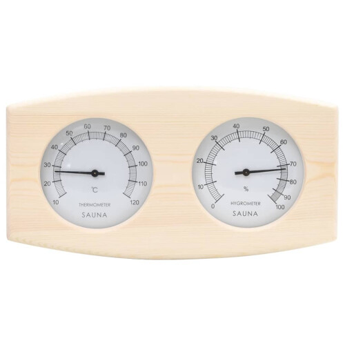 Berkfield 2 in 1 Sauna Hygrothermograph and Sand Timer Set Solid Wood Pine 2