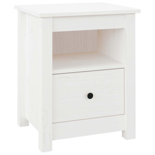 Berkfield Bedside Cabinet White 40x35x49 cm Solid Wood Pine 1