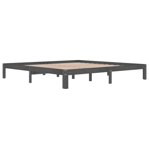 Berkfield Bed Frame without Mattress Grey Solid Wood Pine 200x200cm 2