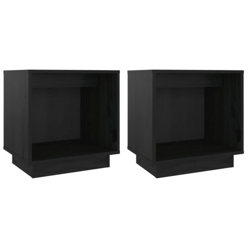 Berkfield Bedside Cabinets 2 pcs Black 40x30x40 cm Solid Wood Pine 1