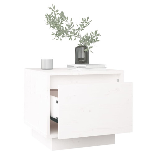 Berkfield Bedside Cabinet White 35x34x32 cm Solid Wood Pine 2