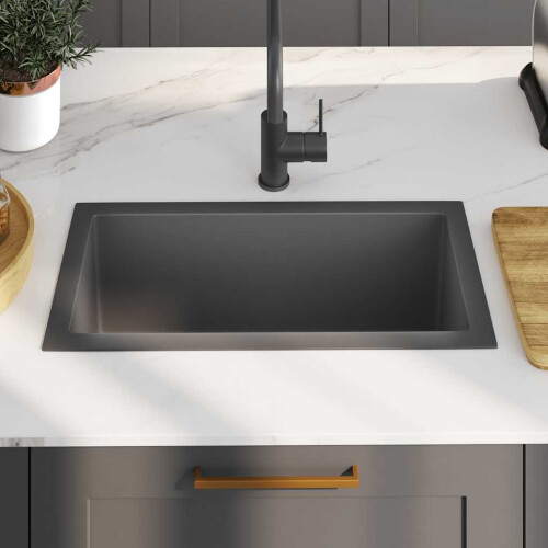 Berkfield Handmade Kitchen Sink Black Stainless Steel 2