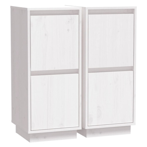 Berkfield Sideboards 2 pcs White 31.5x34x75 cm Solid Wood Pine 1