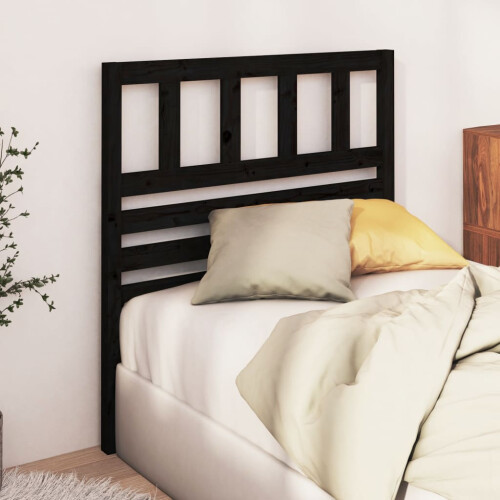 Berkfield Bed Headboard Black 81x4x100 cm Solid Wood Pine 2