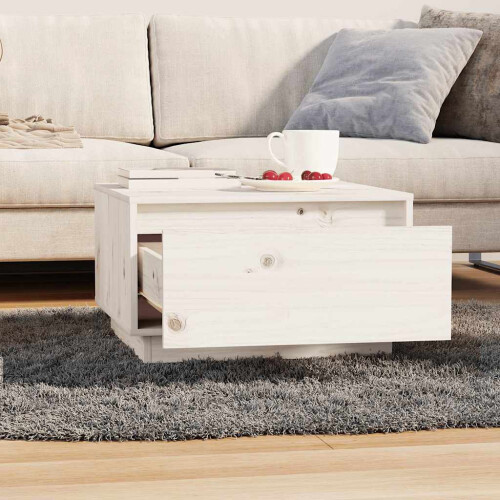 Berkfield Coffee Table White 55x56x32 cm Solid Wood Pine 2
