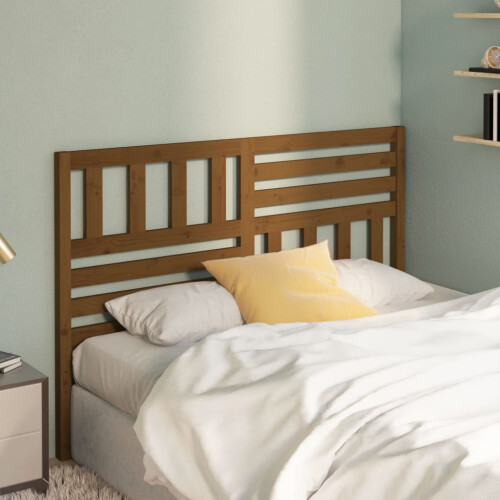 Berkfield Bed Headboard Honey Brown 126x4x100 cm Solid Wood Pine 2