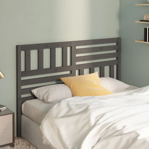 Berkfield Bed Headboard Grey 141x4x100 cm Solid Wood Pine 2