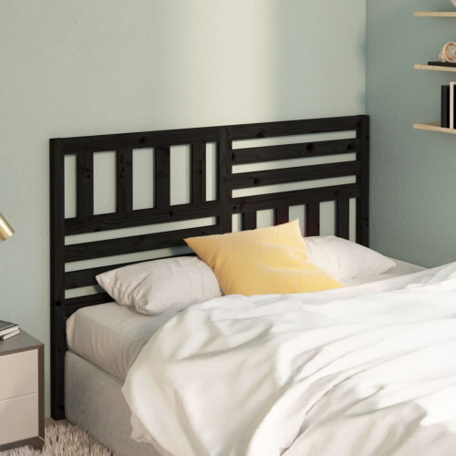 Berkfield Bed Headboard Black 146x4x100 cm Solid Wood Pine 2
