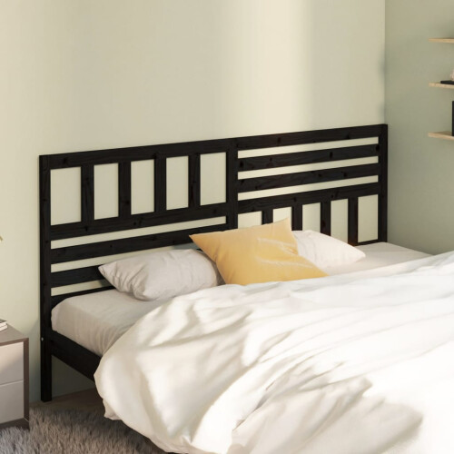 Berkfield Bed Headboard Black 206x4x100 cm Solid Wood Pine 2