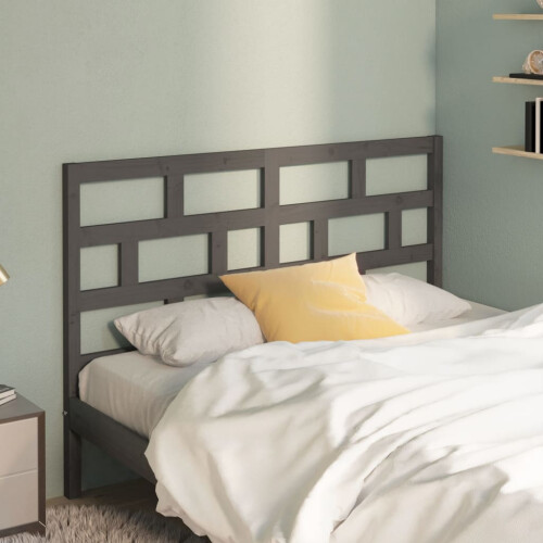 Berkfield Bed Headboard Grey 126x4x100 cm Solid Wood Pine 2