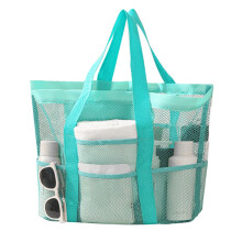 Quick Dry Mesh Shower Caddy Bag with Multiple Pockets, Hanging Bathroom Organizer for Travel and Camping