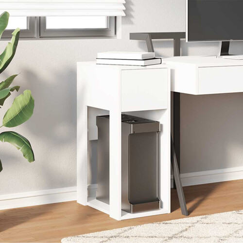 Berkfield Computer Tower Stand with Drawer White 30x44x74 cm 2