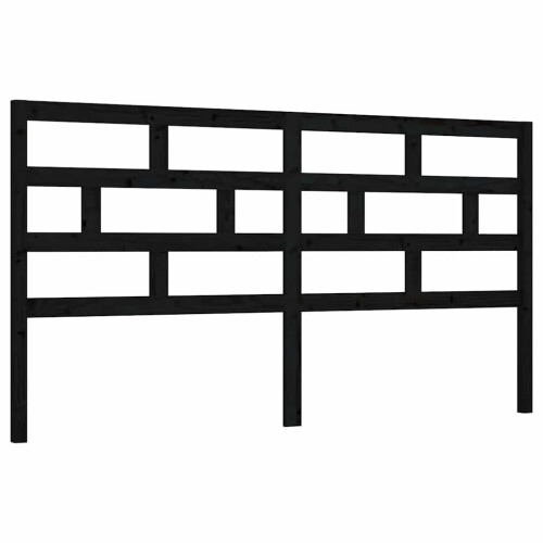 Berkfield Bed Headboard Black 206x4x100 cm Solid Wood Pine 1