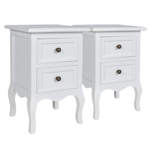 Berkfield Nightstands 2 pcs with 2 Drawers MDF White 1