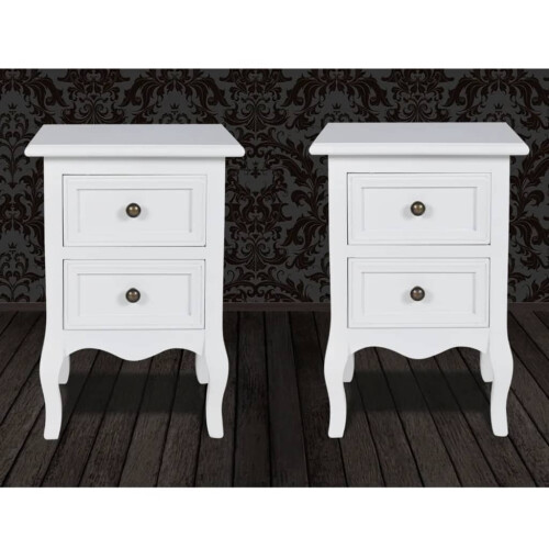 Berkfield Nightstands 2 pcs with 2 Drawers MDF White 2