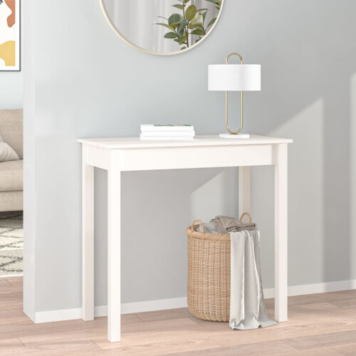 Berkfield Console Table White 80x40x75 cm Solid Wood Pine 2