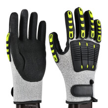 Cut Resistant Work Gloves Nitrile Coated Anti Vibration Mechanic Gloves Heavy Duty Breathable Fit Large Size