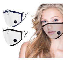Clear Face Mask Anti Fog Reusable Transparent Breathable See Through Design Blue Navy Adult Unisex