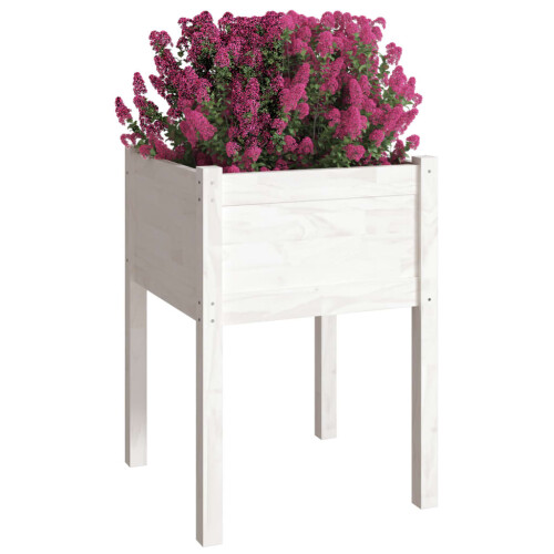 Berkfield Garden Planter White 50x50x70 cm Solid Pinewood 2