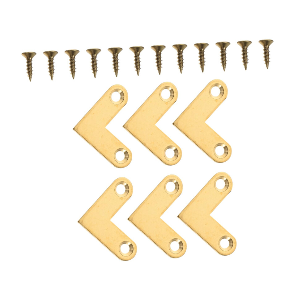 6Pcs Brass Right Angle Corner Brackets For Furniture Boxes Frames, Durable Load Bearing, Easy Installation 9351714813082