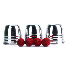 Lefthanded Aluminum Chop Cup and Balls Set for Close Up Magic Tricks with Balanced Design