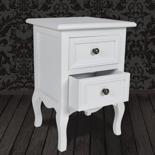 Berkfield Nightstand with 2 Drawers MDF White 2