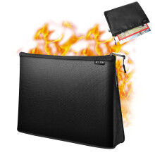 Expandable Fireproof and Waterproof Document Bag with Zipper, Large Capacity Money and File Storage Pouch