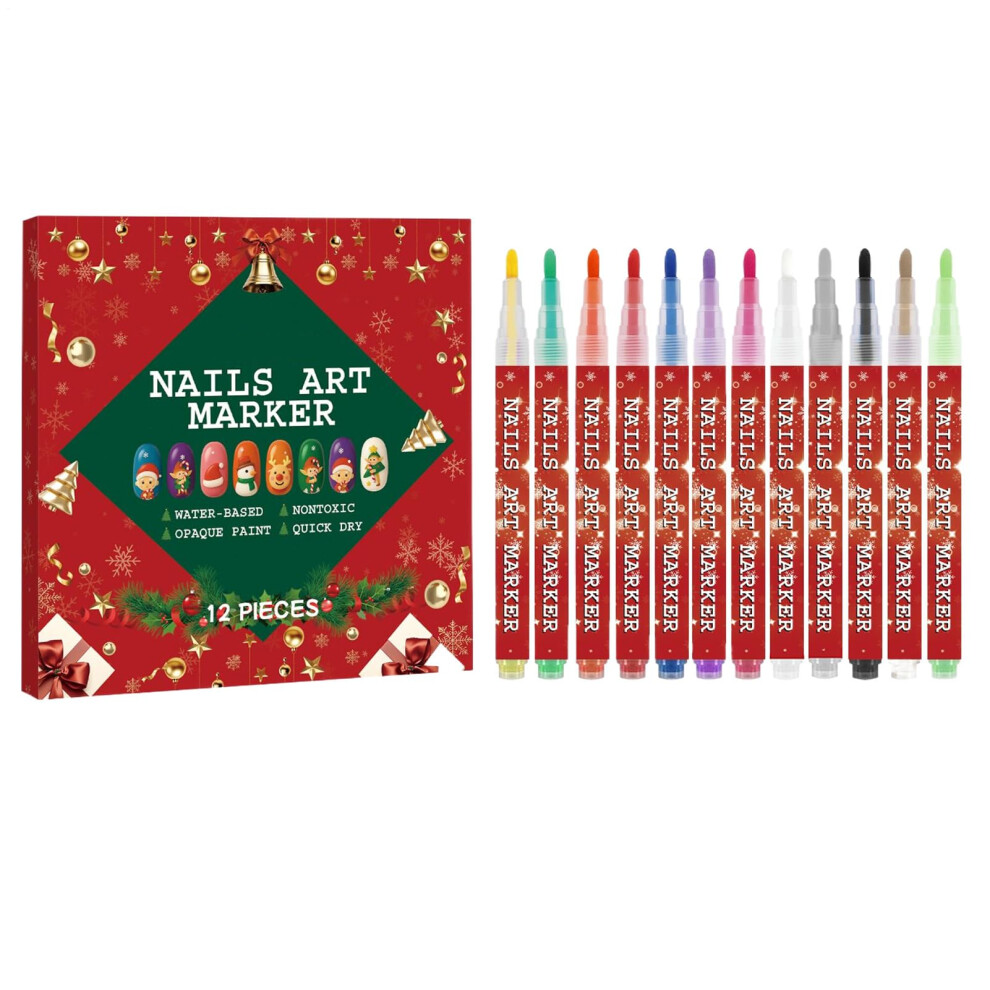 12 Color Nail Art Pens Set with LongLasting Ink for Manicure Design and Quick DIY Nail Polish Drawing