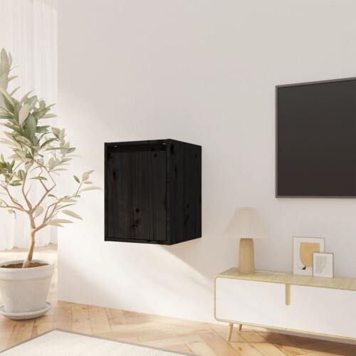 Berkfield Wall Cabinets 2 pcs Black 30x30x40 cm Solid Wood Pine 2