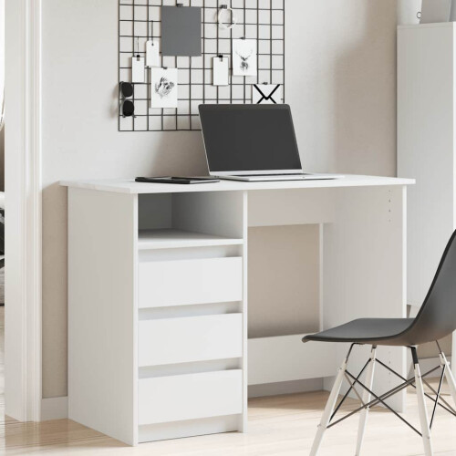Berkfield Desk White 102x50x75 cm Engineered Wood 2