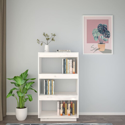 Berkfield Book Cabinet/Room Divider White 60x35x103 cm Solid Wood Pine 2