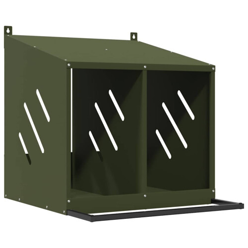 Berkfield Chicken Nesting Box with 2 Compartments Olive Green Metal 1