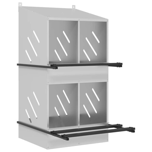 Berkfield Chicken Nesting Box with 4 Compartments Galvanized Silver Metal 1