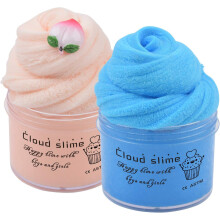 2 Pack Peach Scented Cloud Slime Kit for Kids DIY Play, Fluffy Texture with Cute Peach Charms