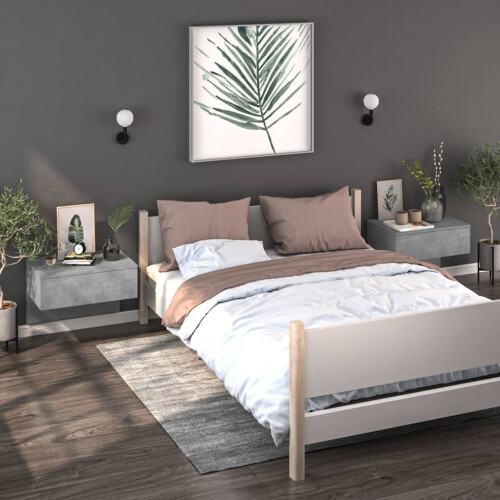 Berkfield Wall-mounted Bedside Cabinet Concrete Grey 2