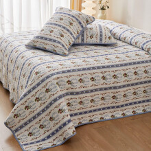 Full Size Floral Cotton Quilt Set 3 Piece Lightweight Botanical Bedspread with Pillow Shams for All Seasons