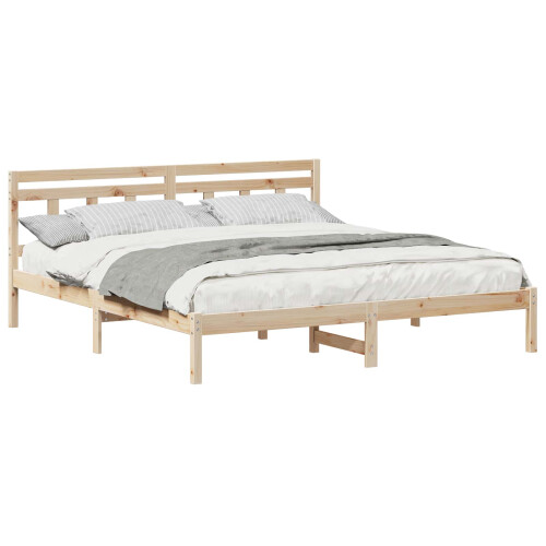 Berkfield Bed Frame Brown 200 x 200 cm Solid Pine Wood 1