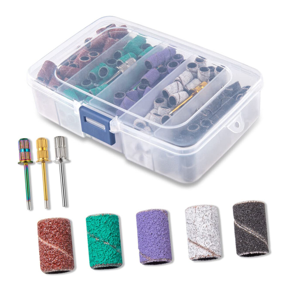 Nail Drill Sanding Bands Set 250pcs for Acrylic Nails, Durable Grits, Professional Nail Finishing